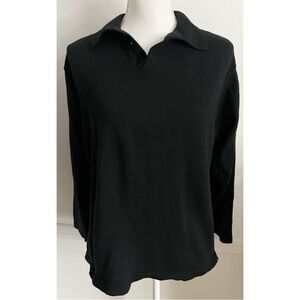 Banana Republic • Black 100% Extra Fine Italian Merino Wool Collared Sweater